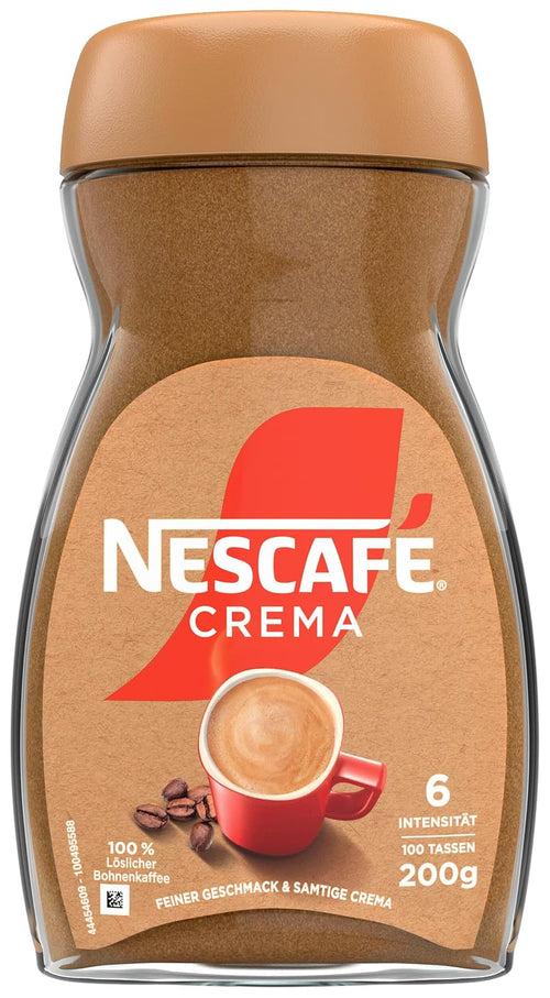 NESCAFE NESCAFÉ CLASSIC Crema, Löslicher Bohnenkaffee Aus Mitteldunkel Gerösteten Kaffeebohnen, Kräftiger Instant-Kaffee Mit Samtiger Crema, Koffeinhaltig, 1Er Pack, 200G