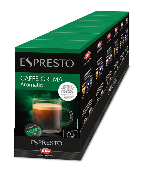 ESPRESTO Caffè Crema Aromatic, Kompatibel Mit K-Fee & Aldi EXPRESSI*, RFA Zertifiziert, 96 Kaffeekapseln
