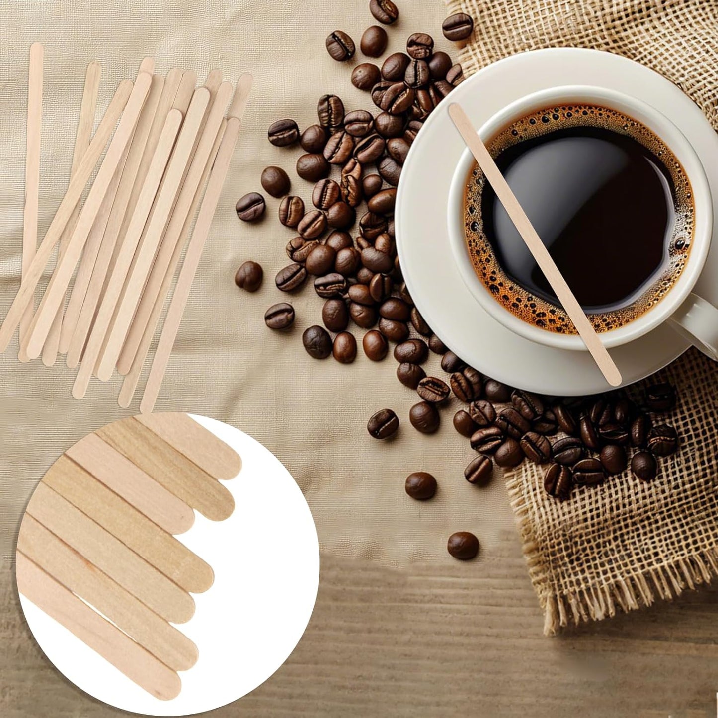 400 Stück Kaffeerührstäbchen, Verdickter Rührstäbchen 14 Cm Lange Aus Holz, Einweg Kaffeestäbchen Biologisch Abbaubar, Kaffee- Und Tee-Rührstäbe Für Kaffee Cocktails Heißes Getränk