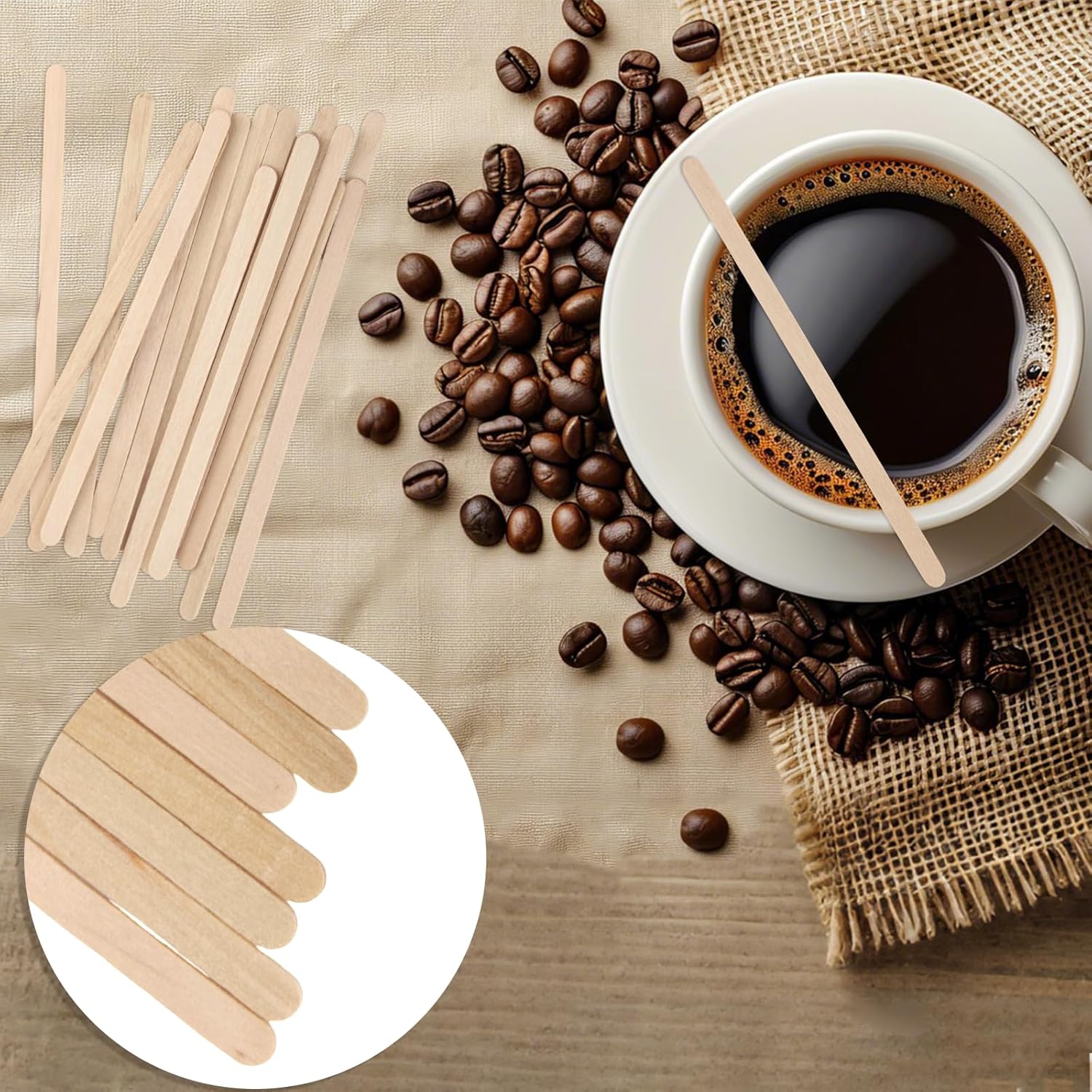 400 Stück Kaffeerührstäbchen, Verdickter Rührstäbchen 14 Cm Lange Aus Holz, Einweg Kaffeestäbchen Biologisch Abbaubar, Kaffee- Und Tee-Rührstäbe Für Kaffee Cocktails Heißes Getränk