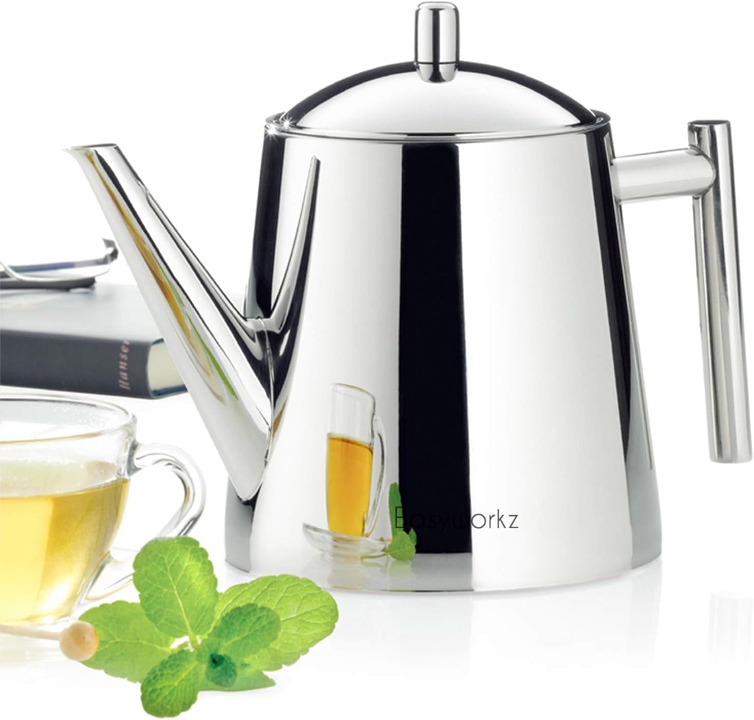 Easyworkz Teekanne Mit Siebeinsatz 1500Ml Edelstahl,Teebereiter Für Alle Früchte, Kräuter- Und Infusionstee
