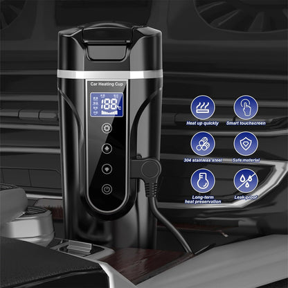 12V 24V Auto Heizbecher Reise Heizung Tasse Kaffee Wasserkocher Becher LCD 500ML