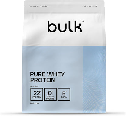 Bulk Pure Whey Protein Pulver | Eiskaffee Latte | 22G Protein & 5G Bcaas Pro Portion | Whey Shake | Wenig Zucker | Unterstützt Muskelaufbau & Regeneration | Leicht Mischbar | Vegetarisch | 1Kg