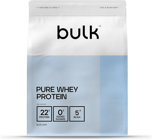 Bulk Pure Whey Protein Pulver | Eiskaffee Latte | 22G Protein & 5G Bcaas Pro Portion | Whey Shake | Wenig Zucker | Unterstützt Muskelaufbau & Regeneration | Leicht Mischbar | Vegetarisch | 1Kg