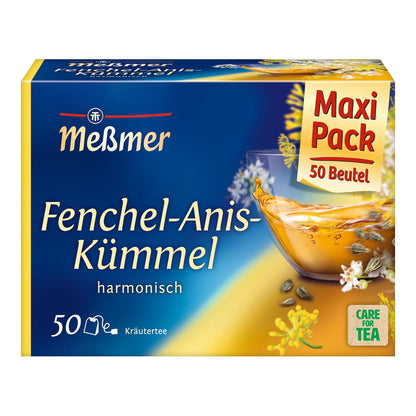 Meßmer Fenchel-Anis-Kümmel | Kräutertee | 50 Teebeutel | Harmonisch, Würzig-Süß