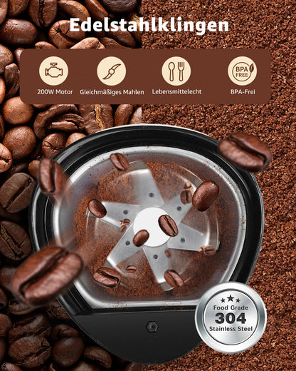 Electric Coffee Grinder Spice Mill Coffee Grinder for Coffee Beans, Grains, Spices and Nuts, Stainless Steel Blade, 60G