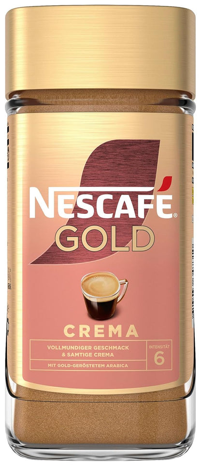NESCAFÉ GOLD Crema, Löslicher Bohnenkaffee, Instant-Kaffee Aus Erlesenen Kaffeebohnen Mit Samtiger Crema, Koffeinhaltig, 200G