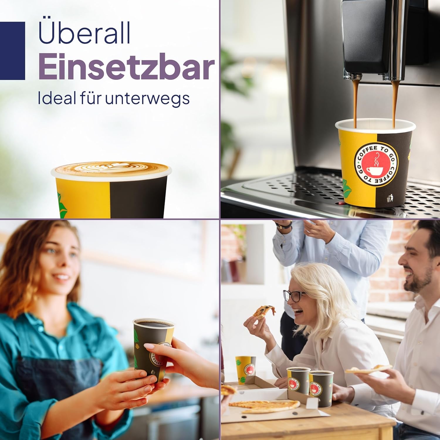 Inoverse 1000 Stück Pappbecher, Einweg Coffee to Go Becher, 200Ml Kaffee to Go Becher Pappe, 8Oz Trinkbecher Für Tee, Einwegbecher, Papierbecher, Kaffeetassen
