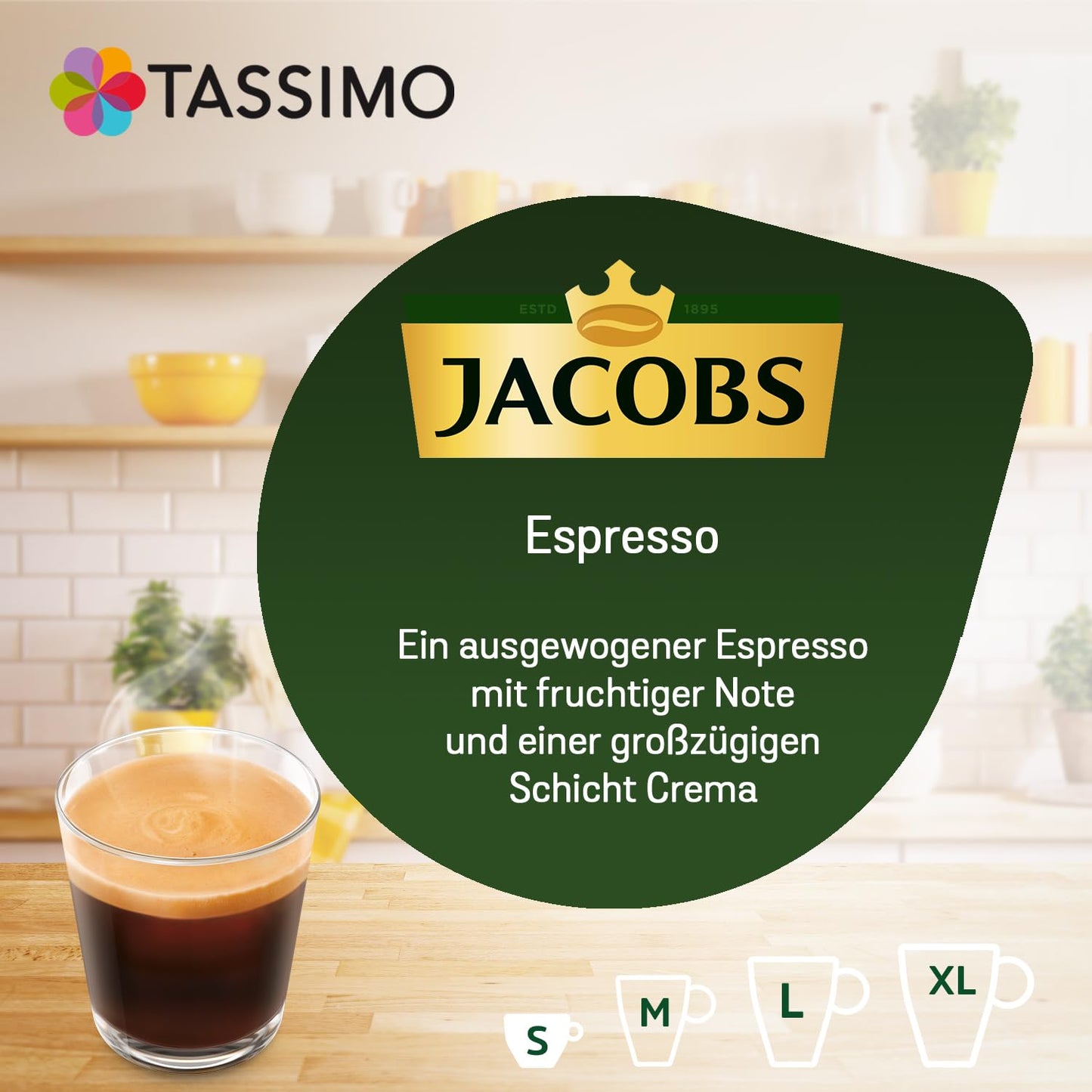 Tassimo Kapseln Jacobs Espresso Classico, 5 X 16 Pads, 80 Kaffeekapseln