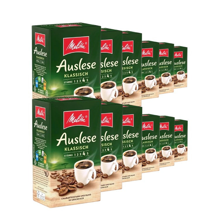 Melitta Auslese Filter-Kaffee 12 X 500G, Gemahlen, Pulver Für Filterkaffe