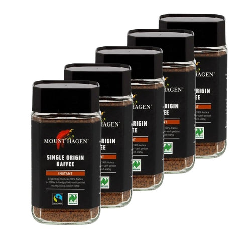 5x 100g Single Origina Kaffee FairTrade - instant Glas 100g | MOUNT HAGEN