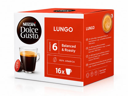 NESCAFÉ Dolce Gusto Caffè Lungo Kaffeekapseln – 100 % Arabica, 16 Kapseln