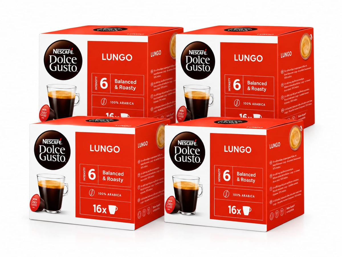 NESCAFÉ Dolce Gusto Caffè Lungo Kaffeekapseln – 100 % Arabica, 4 x 16 Kapseln, 64 Portionen