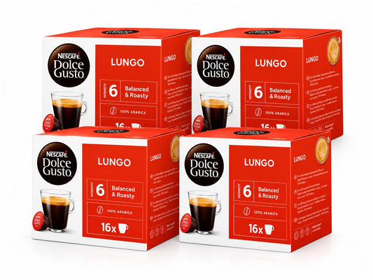 NESCAFÉ Dolce Gusto Caffè Lungo Kaffeekapseln – 100 % Arabica, 4 x 16 Kapseln, 64 Portionen