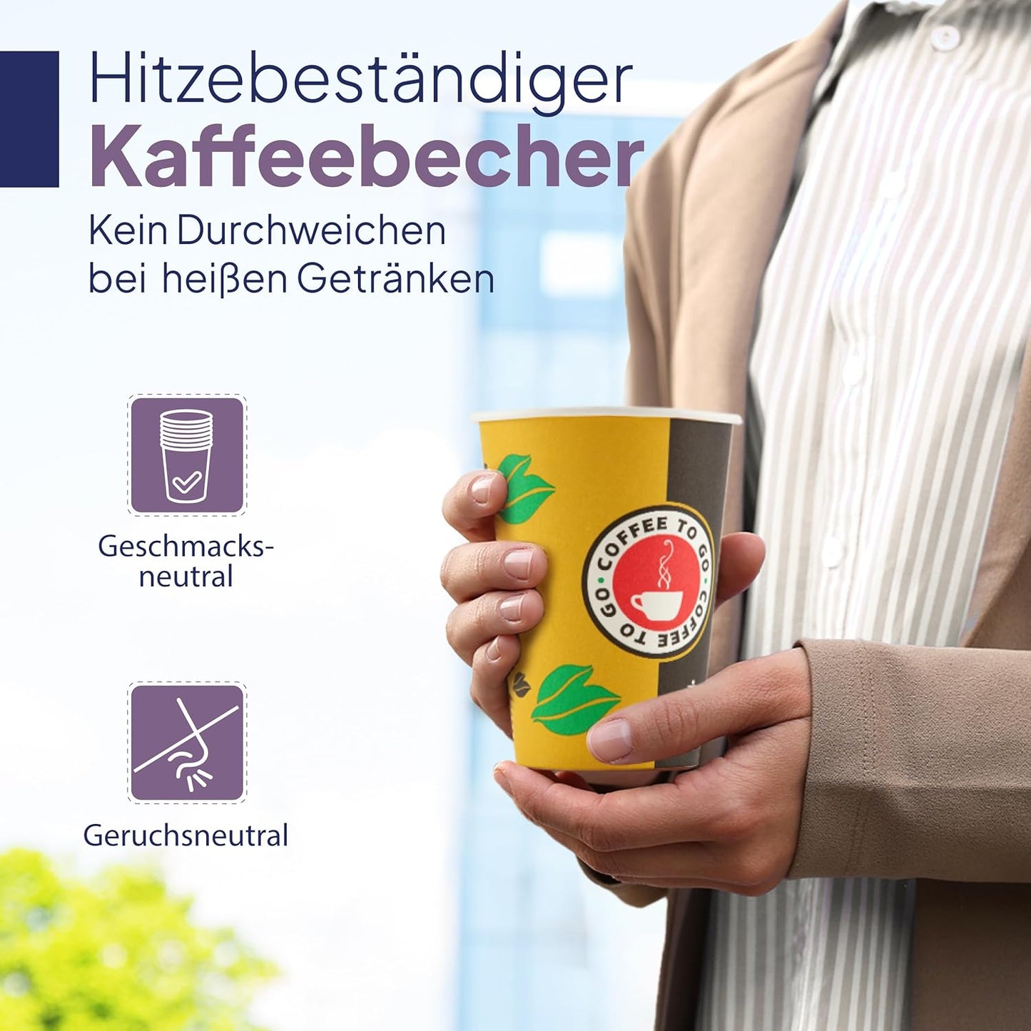 Inoverse 1000 Stück Pappbecher, Einweg Coffee to Go Becher, 200Ml Kaffee to Go Becher Pappe, 8Oz Trinkbecher Für Tee, Einwegbecher, Papierbecher, Kaffeetassen