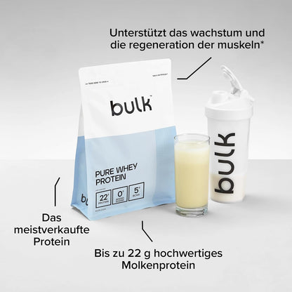 Bulk Pure Whey Protein Pulver | Eiskaffee Latte | 22G Protein & 5G Bcaas Pro Portion | Whey Shake | Wenig Zucker | Unterstützt Muskelaufbau & Regeneration | Leicht Mischbar | Vegetarisch | 1Kg