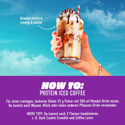 MORE Protein Iced Coffee Decaff, 650G, Vanilla Chocolate Chip Cookie, Entkoffeinierter Eiskaffee Mit Wertvollen Proteinen, Wenig Zucker Und Fett - Made in Germany