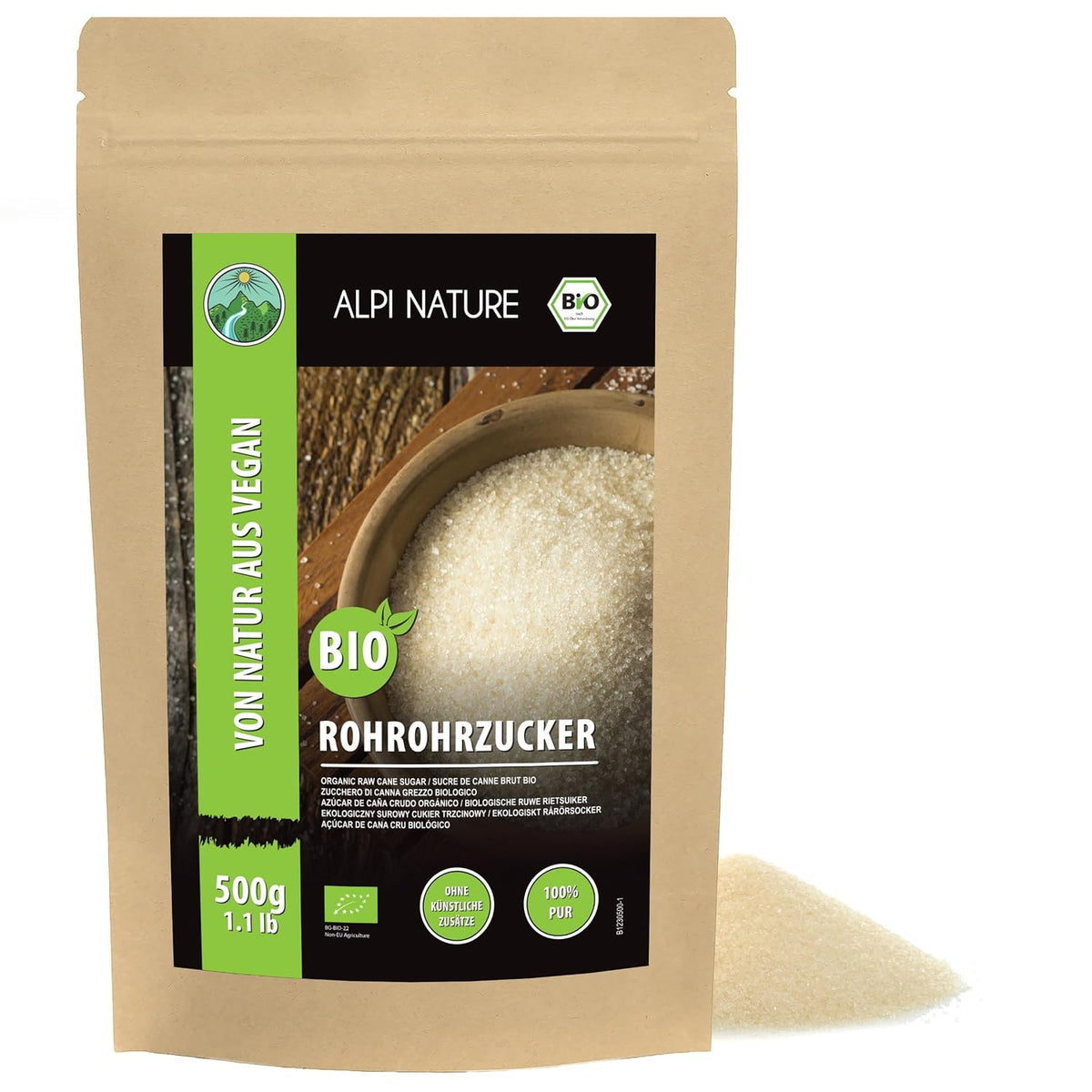 Alpi Nature Rohrohrzucker BIO 500G, Rohrzucker Braun, Brauner Rohrzucker