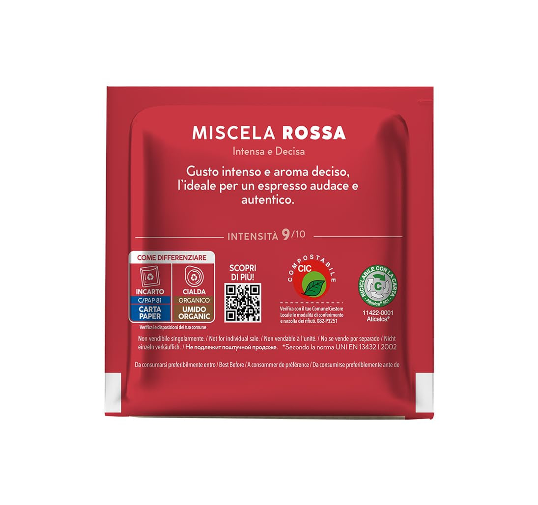 Caffè Borbone Kompostierbare Kaffeepads, Rote Kaffeemischung - 150 - Kompatibel Mit ESE System Papier 44 Mm