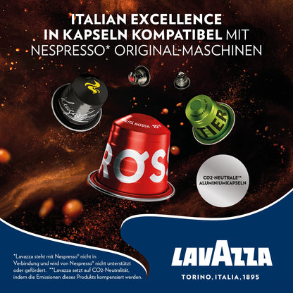Lavazza Espresso Qualita Rossa , Vollmundiger Und Ausgewogener Espresso, 30 Kapseln, Nespresso Kompatibel
