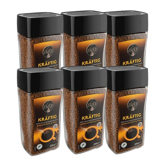 Café KRAFTIG Instantkaffee 6x 200g – 100% Arabica, Intensiver Geschmack & Aromatisch