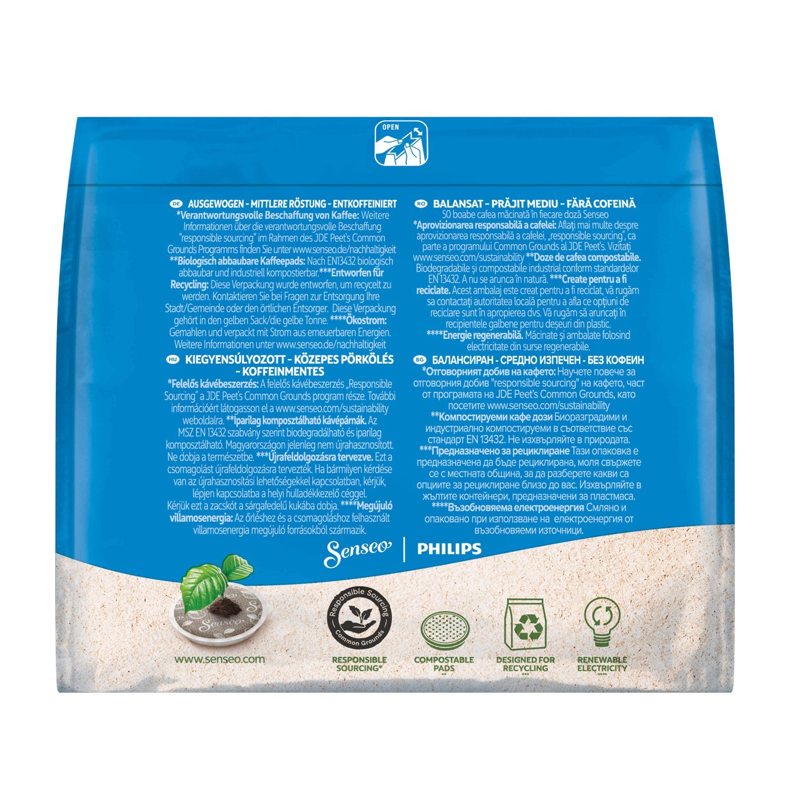SENSEO Pads Decaf Senseopads Entkoffeiniert 10 X 16 Kaffeepads - 160 Getränke