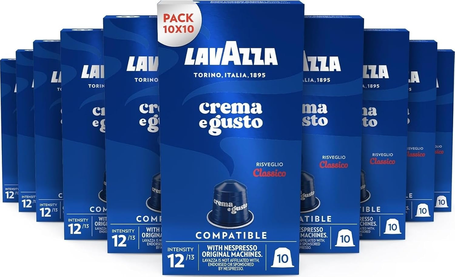 Lavazza Crema E Gusto, Cremiges Espresso-Erlebnis Mit Noten Von Nüssen Und Schokoladen-Aroma, 10X10 Kapseln, Nespresso Kompatibel