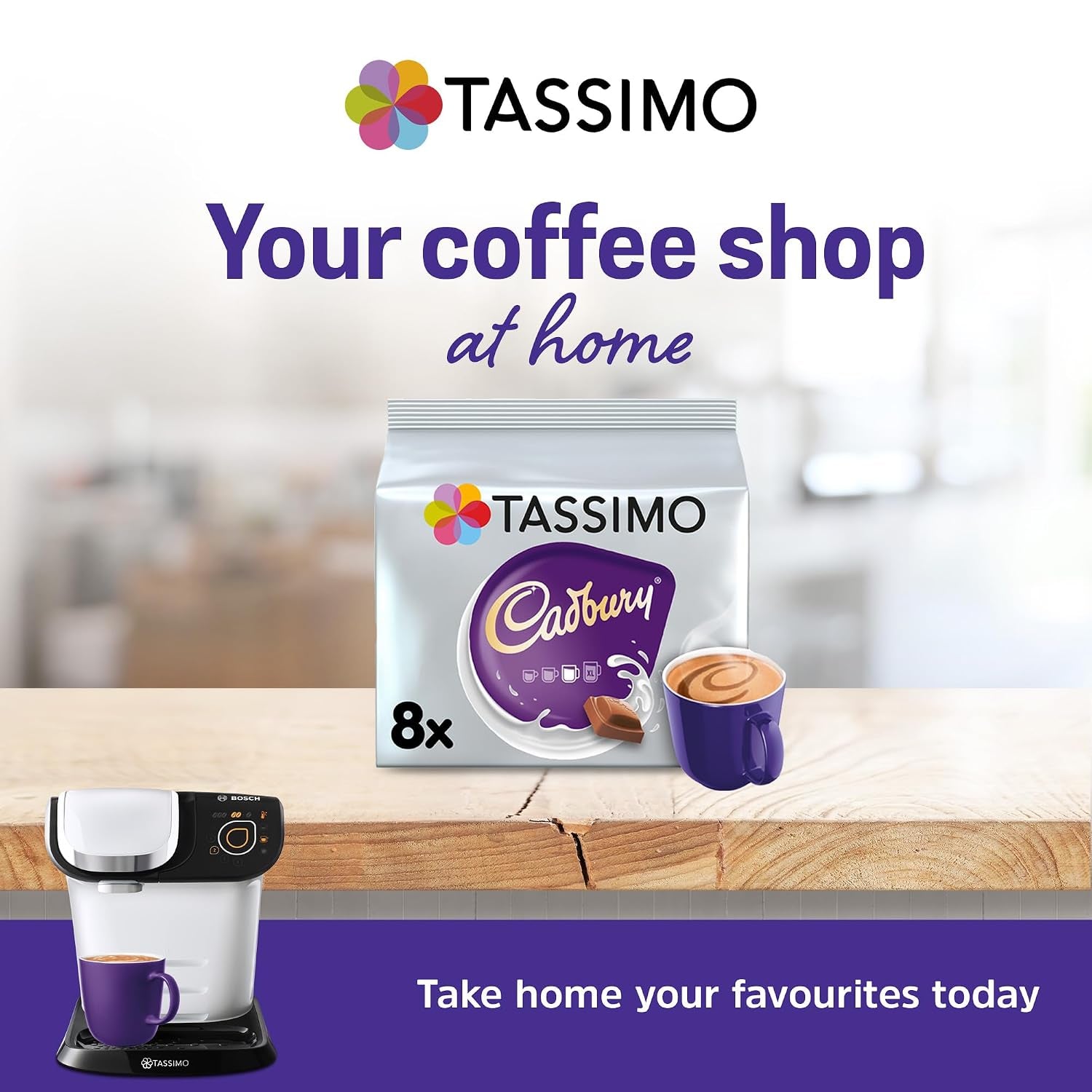 Tassimo Kapseln Cadbury Hot Chocolate 40 Kaffeekapseln, 5Er Pack, 5 X 8 Getränke
