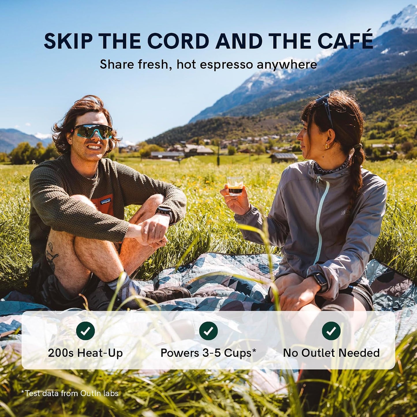 Outin Nano Tragbare Elektrische Espressomaschine Mit USB-C, Space Grey | Usb-C-Selbsterhitzung, Für Kaffeepulver Und Ns-Kapseln, Kompakt Für Reise, Camping Und Büro