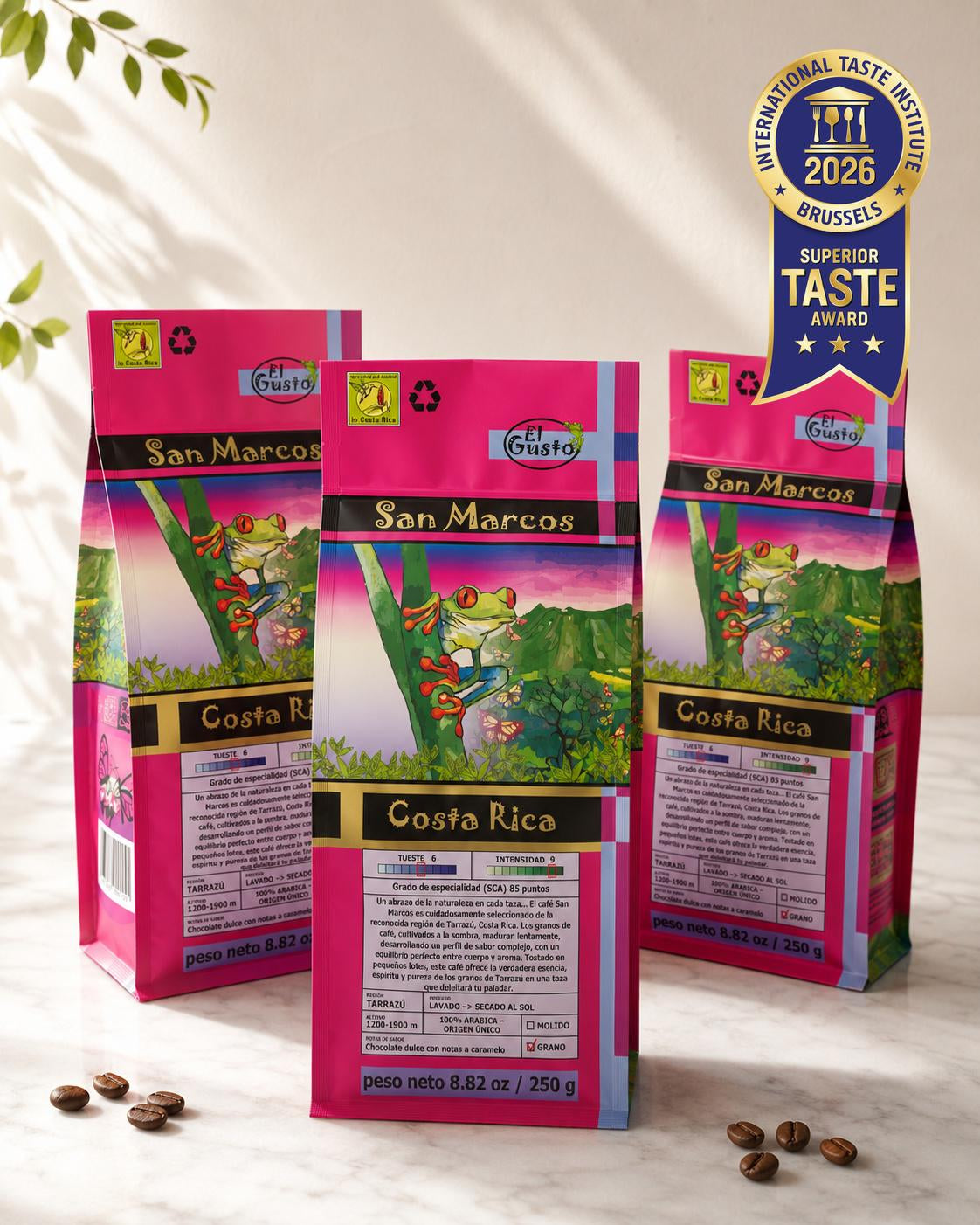 Kaffee-Geschenkset 3 × 250 g – Costa Rica Spezialitätenkaffee als ganze Bohne (Trio) – Preisgekrönter San Marcos Arabica – Geschenkbox für Kaffeeliebhaber, Damen & Herren