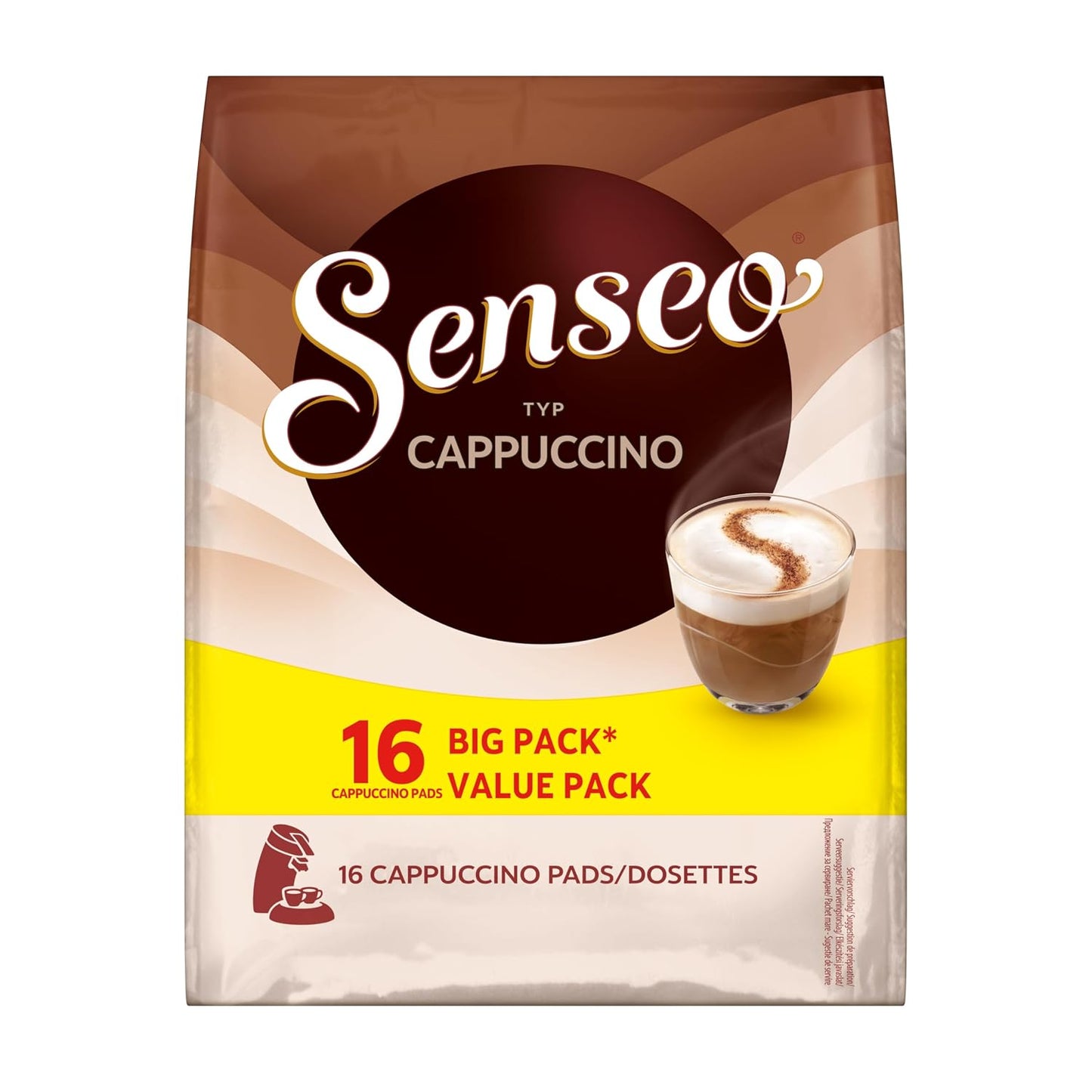 Senseo Pads Cappuccino, Vorratspackung, 5 X 16 Getränke, 80 Kaffeepads
