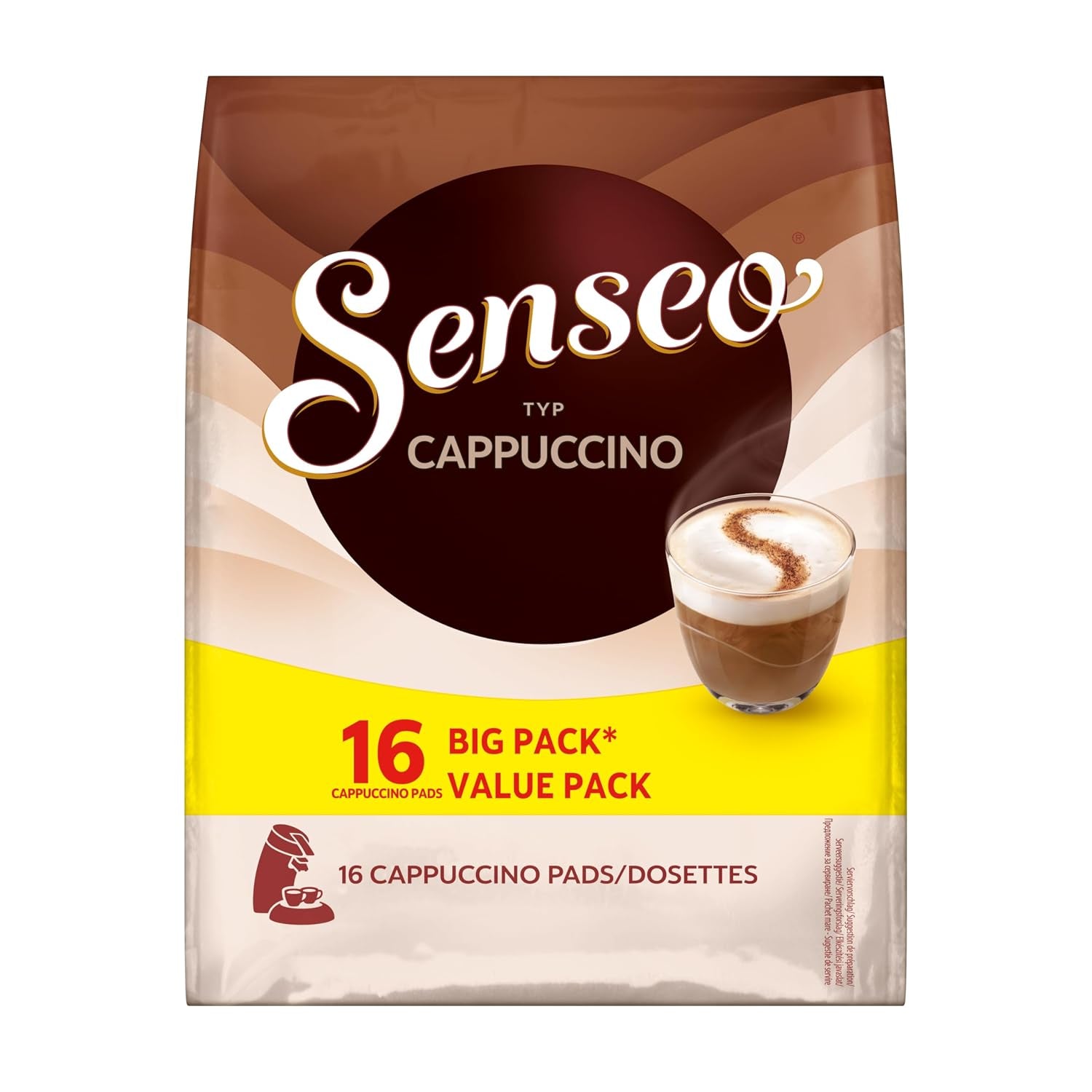 Senseo Pads Cappuccino, Vorratspackung, 5 X 16 Getränke, 80 Kaffeepads