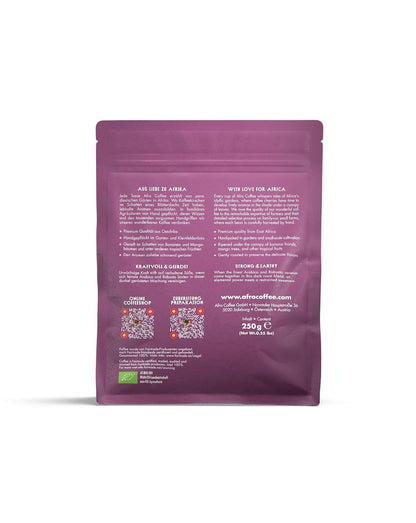 AFRO COFFEE Bio Kaffee Gemahlen 6x250g – Fairtrade, Arabica & Robusta, Dunkle Röstung
