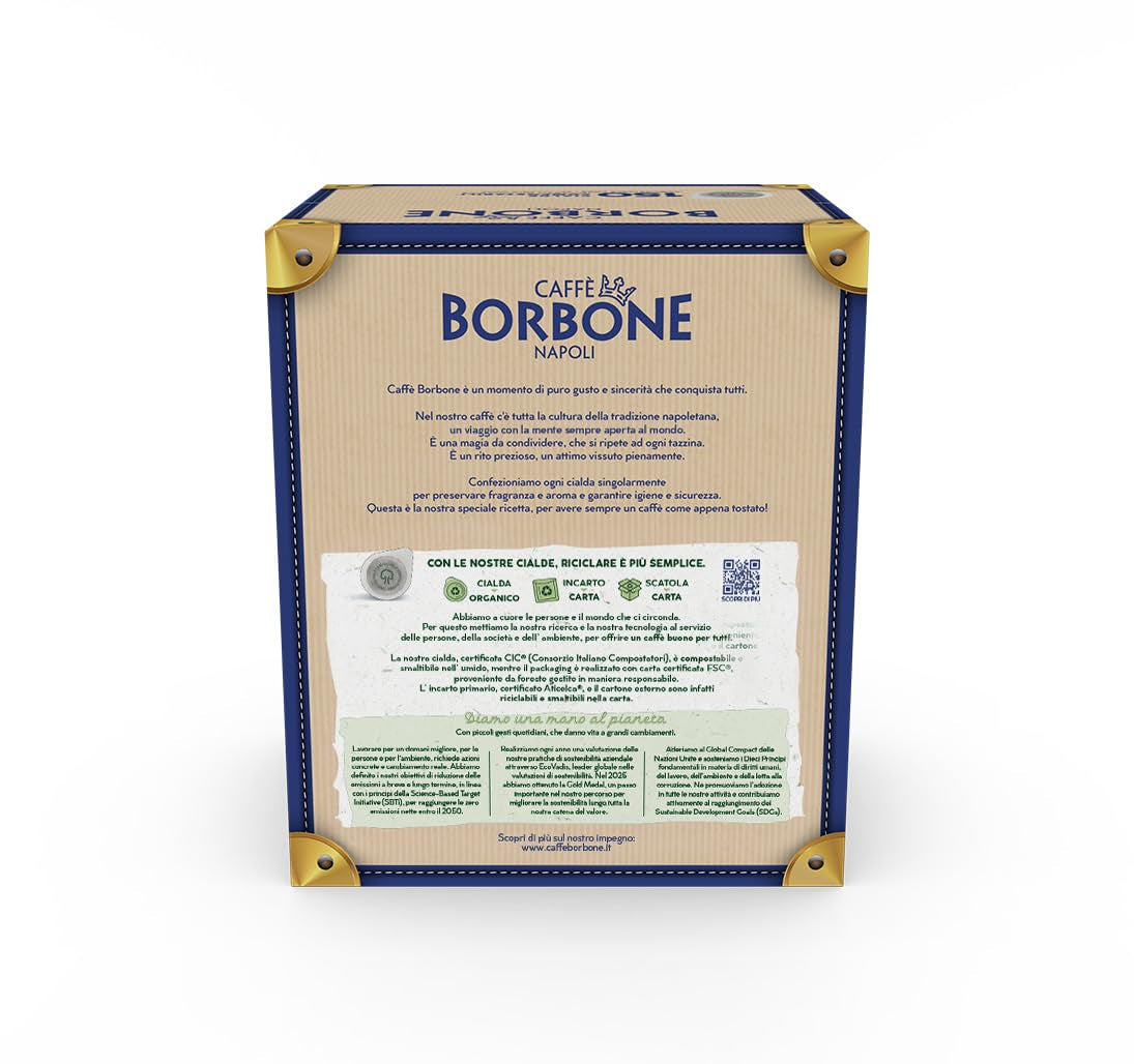 Caffè Borbone Kompostierbare Kaffeepads, Rote Kaffeemischung - 150 - Kompatibel Mit ESE System Papier 44 Mm