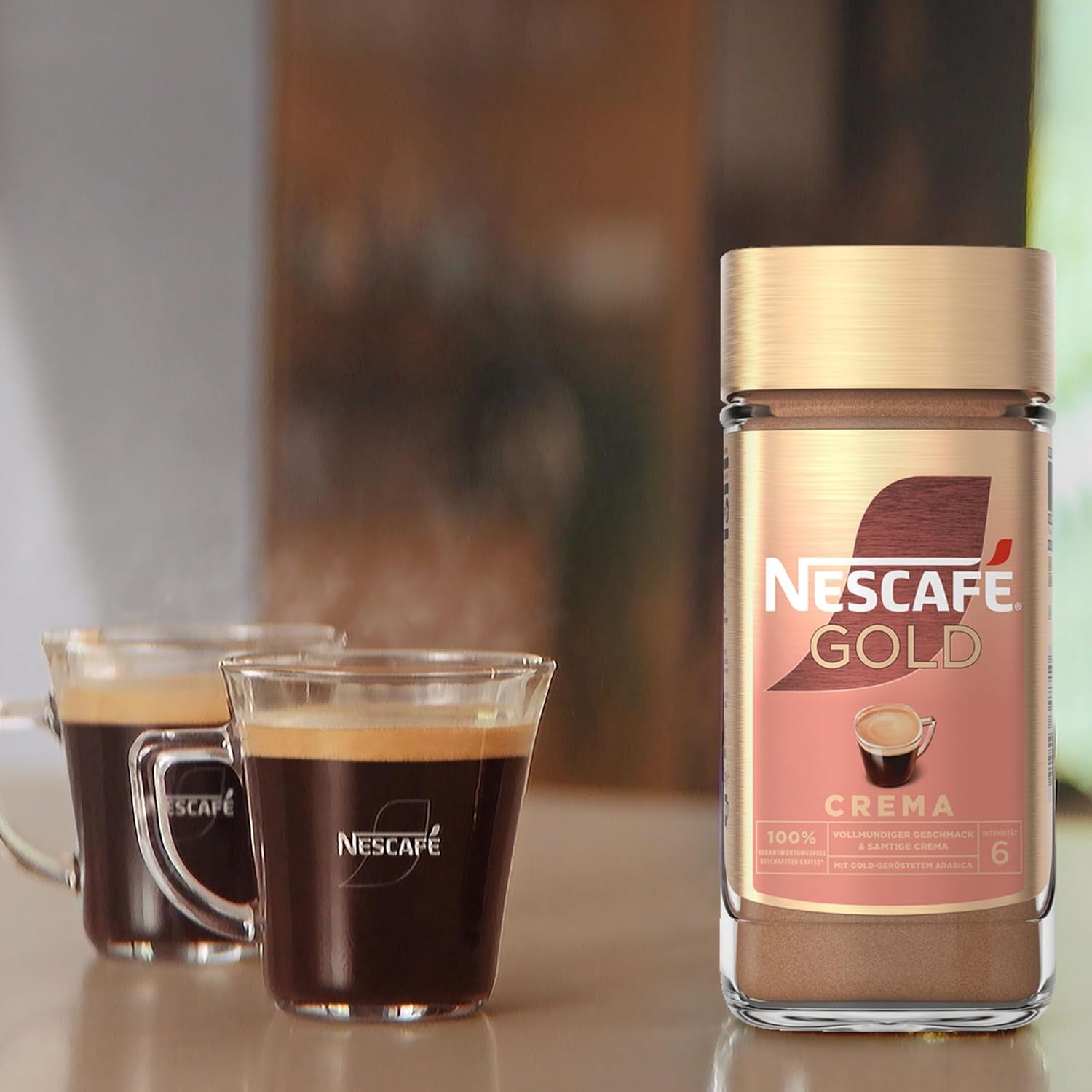NESCAFÉ GOLD Crema, Löslicher Bohnenkaffee, Instant-Kaffee Aus Erlesenen Kaffeebohnen Mit Samtiger Crema, Koffeinhaltig, 200G