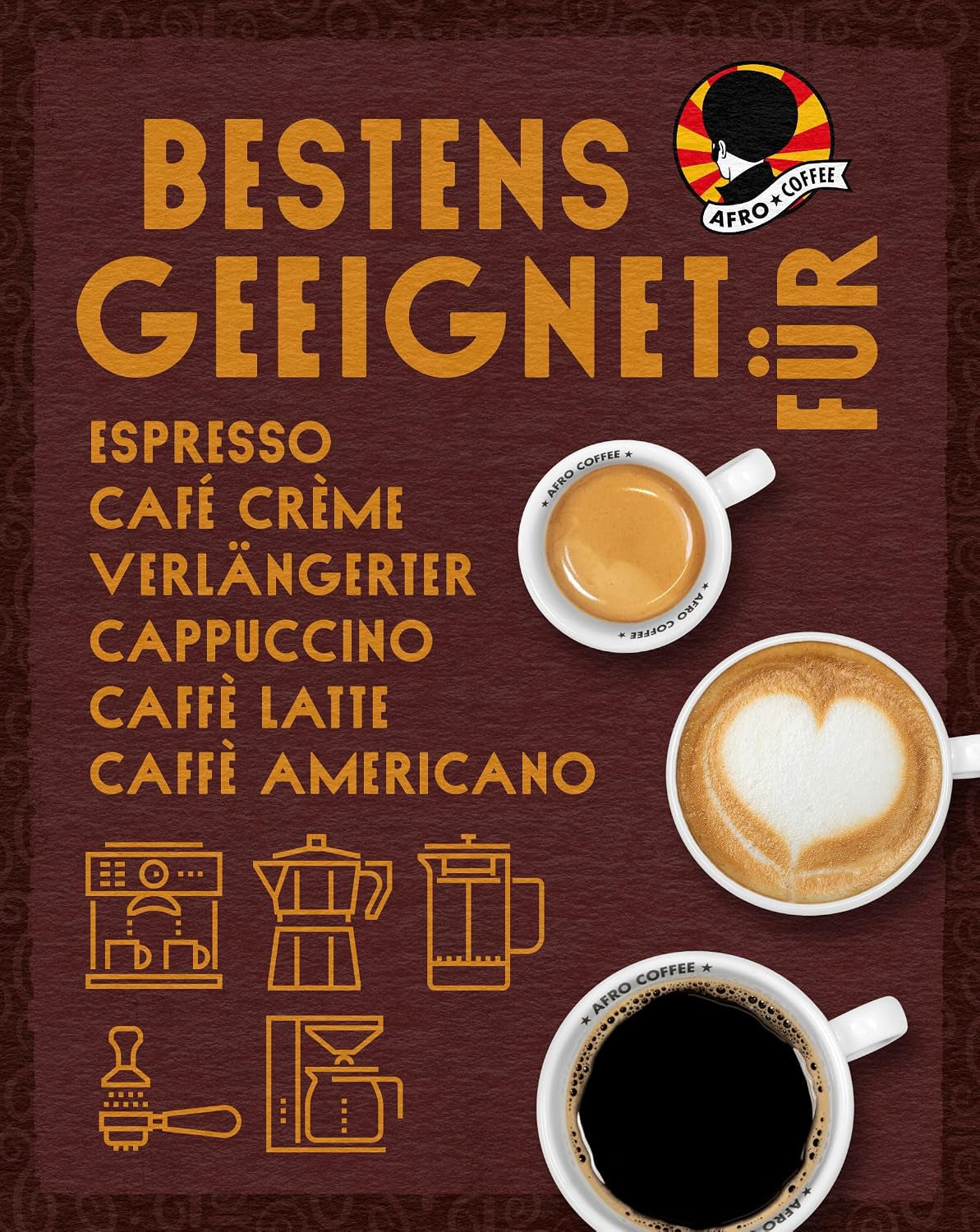 AFRO COFFEE Dark & Elegant 1Kg I 2X 500G Premium Bio Kaffeebohnen Fairtrade I 100% Arabica Bohnen I Bohnenkaffee Aus Äthiopien Mit Noten Von Bitterschokolade I Handgepflückt, Dunkel Geröstet, Säurearm