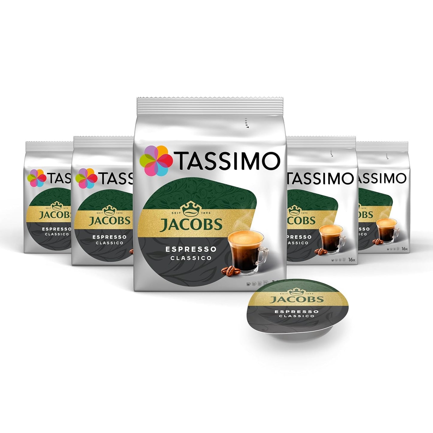 Tassimo Kapseln Jacobs Espresso Classico, 5 X 16 Pads, 80 Kaffeekapseln