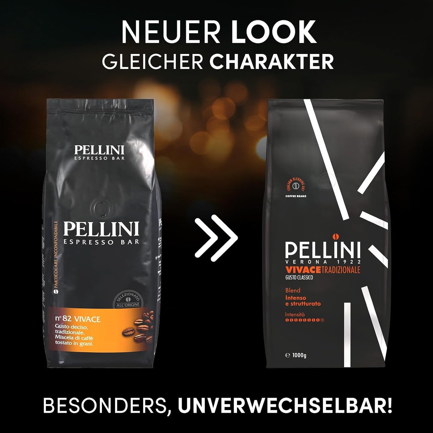 Pellini N.82 Vivace, Kaffeebohnen Für Espresso 1 Kg, Arabica- Und Robusta-Mischung Mit Kräftigem Und Ausgewogenem Geschmack, Mittlere Röstung