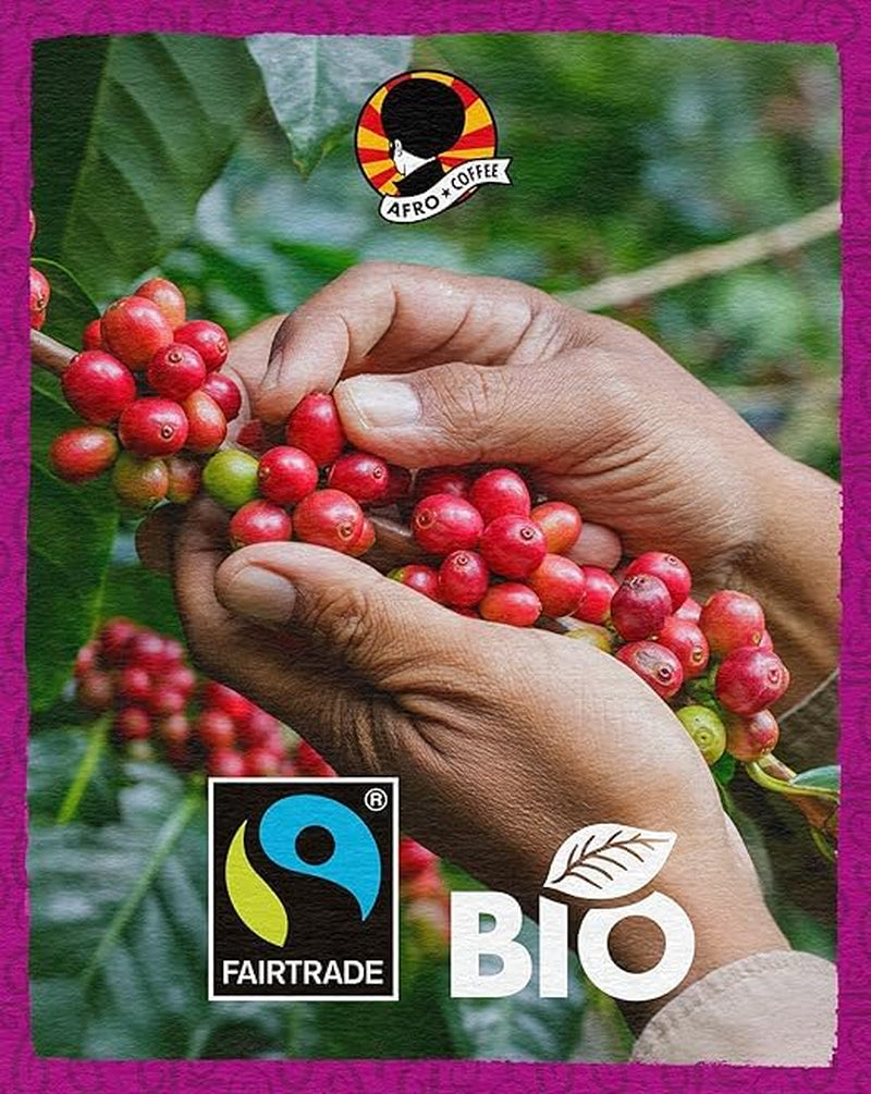 AFRO COFFEE Bio Kaffee Gemahlen 6x250g – Fairtrade, Arabica & Robusta, Dunkle Röstung