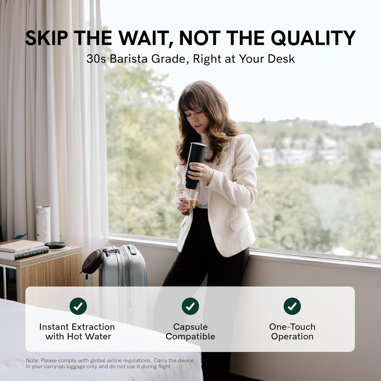 Outin Nano Tragbare Elektrische Espressomaschine Mit USB-C, Space Grey | Usb-C-Selbsterhitzung, Für Kaffeepulver Und Ns-Kapseln, Kompakt Für Reise, Camping Und Büro