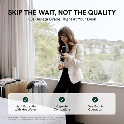Outin Nano Tragbare Elektrische Espressomaschine Mit USB-C, Space Grey | Usb-C-Selbsterhitzung, Für Kaffeepulver Und Ns-Kapseln, Kompakt Für Reise, Camping Und Büro