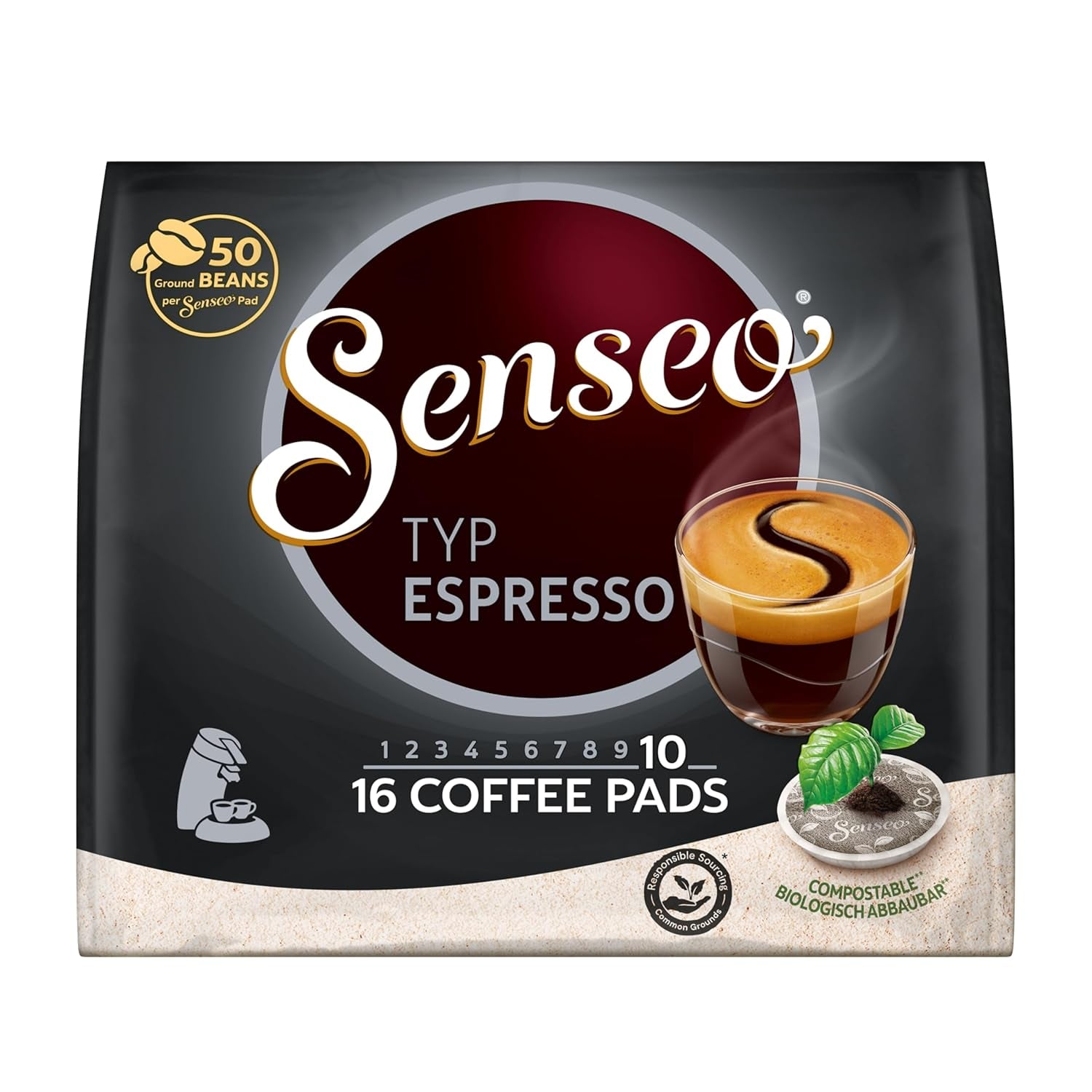 Senseo Pads Typ Espresso, 5 X 16 Getränke, 80 Kaffeepads