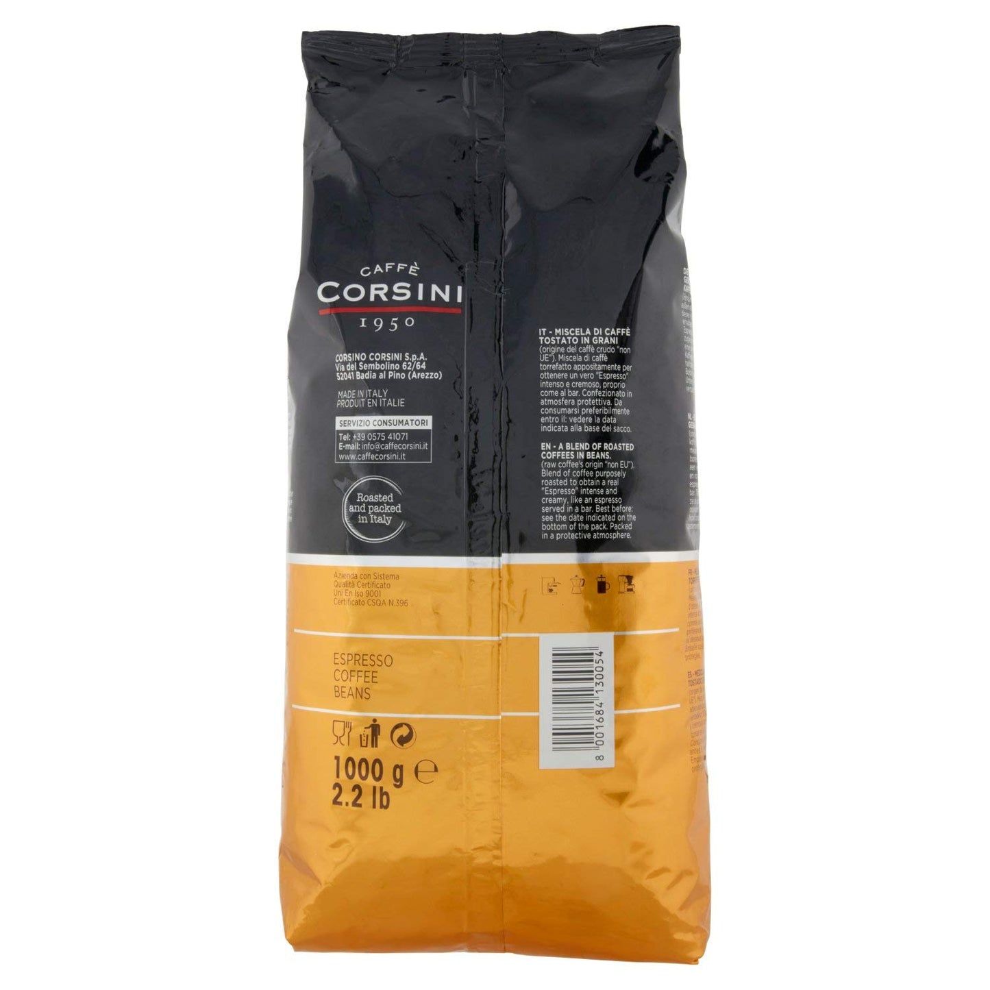 Caffè Corsini in Grani Espresso, 1Kg. Auswahl Von Kaffeebohnen Für Eine Mischung Mit Intensivem Und Cremigem Geschmack