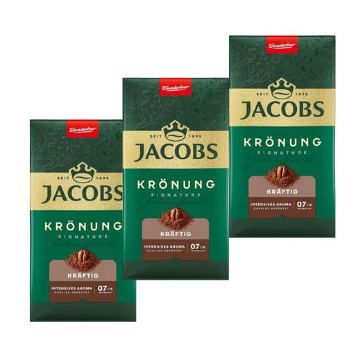 3X 500G Jacobs Krönung Kräftig Filterkaffee Gemahlen Kaffee Pulver 1500G