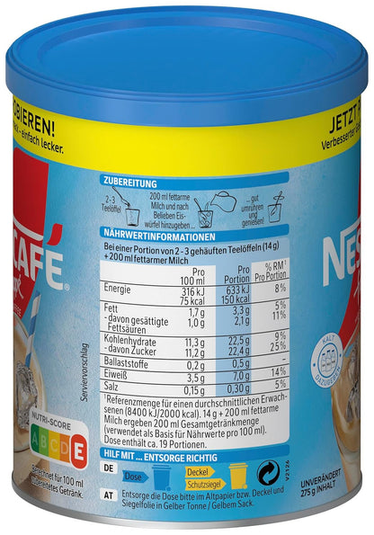NESCAFÉ Frappé Typ Iced-Coffee, Frappé-Kaffeepulver Mit Instant-Kaffee, Koffeinhaltig, 1Er Pack (1 X 275G)