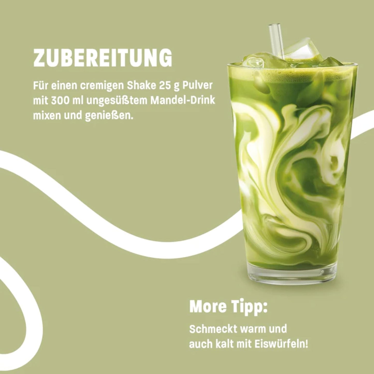MORE Protein Iced Matcha Latte, 500G, Matcha Grünteepulver Mit Wertvollen Proteinen, Wenig Zucker Und Fett - Made in Germany