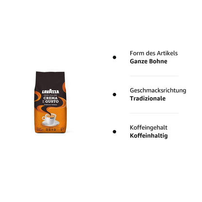 Lavazza, Crema E Gusto Tradizione Italiana, Geröstete Kaffeebohnen, Mit Würzigen Aromatischen Noten, Ideal Für Einen Espresso, Arabica Und Robusta Kaffeebohnen, 1 Kg Packung