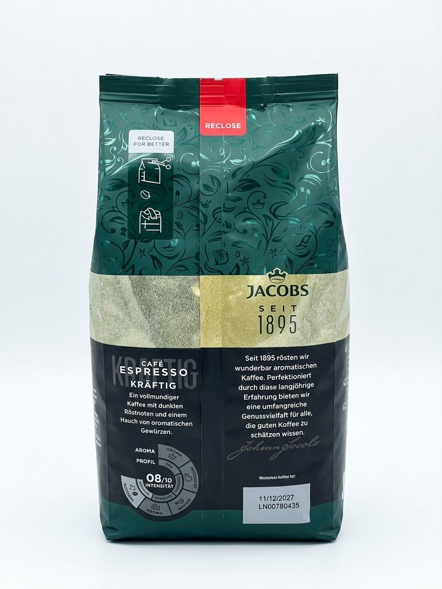 JACOBS Expertenröstung Espresso 4x1kg Ganze Bohnen Kaffee Intensität 8/10