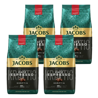 JACOBS Expertenröstung Espresso 4x1kg Ganze Bohnen Kaffee Intensität 8/10