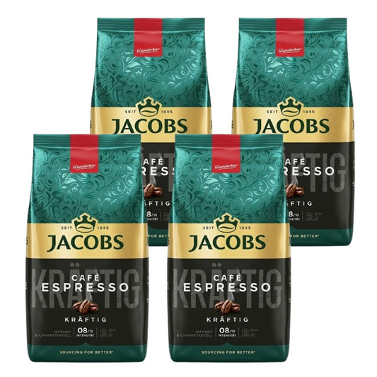 JACOBS Expertenröstung Espresso 4x1kg Ganze Bohnen Kaffee Intensität 8/10